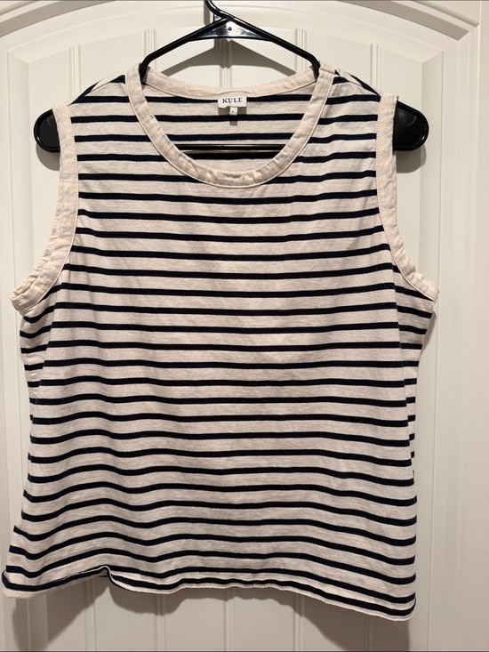 KULE Tops - KULE Navy and White Striped Sleeveless Tank
